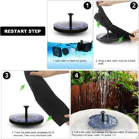 Fountain Solar Power Floating Water Pump for Pool Pond Garden and Patio Plants Round 7V 1.4W (Black)